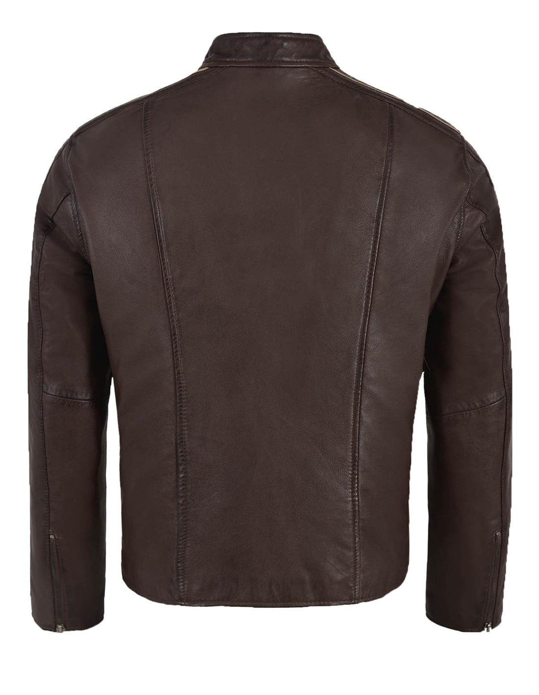 Brown Leather Biker Jacket For Men - Image 2