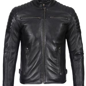 Felix Men's Black Biker Style Leather Jacket