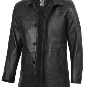 Bristol Men's Black Leather Car Coat