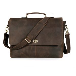 CAPTAIN VINTAGE BROWN LEATHER MESSENGER BAG 16 INCH