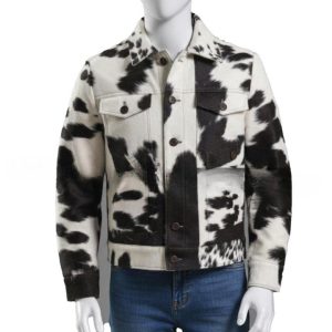 Men’s Designer Cowhide Patch Jacket – Unique Western Street Style