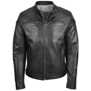 Mens Biker Soft Casual Leather Jacket Milton Black