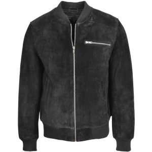 Mens Suede Bomber Varsity Jacket Reg Brown