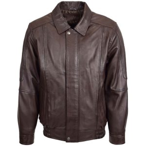 Mens Bomber Leather Jacket Classic Style Jim Brown Nappa