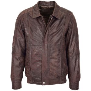 Mens Bomber Leather Jacket Classic Style Jim Brown Nubuck