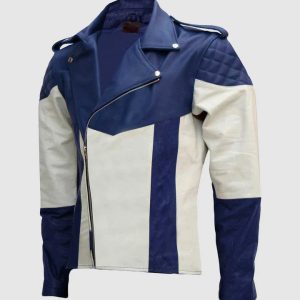 Blue & White Leather Jacket