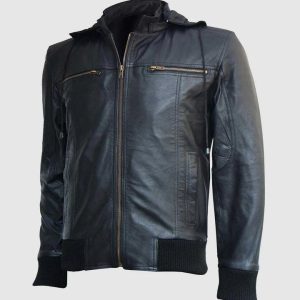 Leather Hooded Jacket