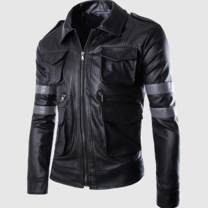 Black Jacket with Gray Stripes