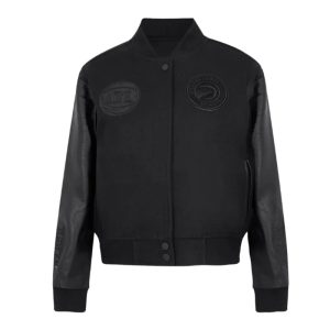 Atlanta Hawks Triple Black Varsity Wool-Leather Jacket