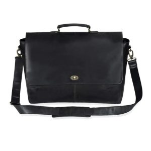 CAPTAIN BLACK LEATHER MESSENGER BAG 16 INCH