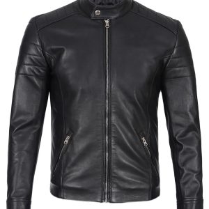 Carrie Men's Black Cafe Racer Leather Jacket