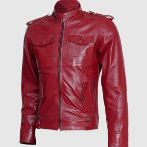 Classic Maroon Leather Jacket