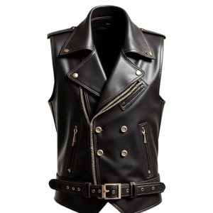 Men’s Premium Black Leather Vest