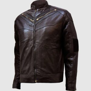 Gold Zipper Brown Jacket