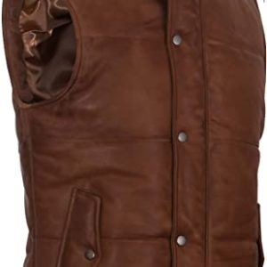 Men’s Brown Puffer Leather Vest