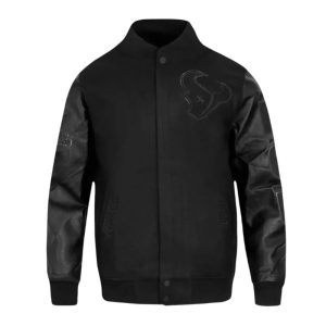Houston Texans Triple Black Varsity Wool-Leather Jacket