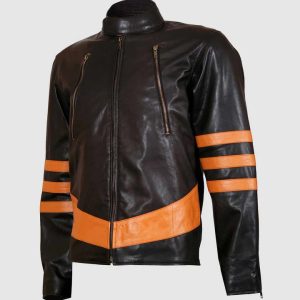 Leather Jacket with Tan Stripes