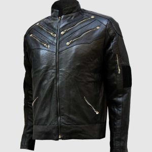 Gold Zipper Leather Jacket