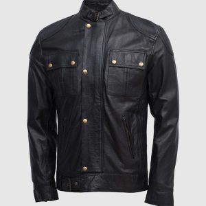 Golden Buttons Leather Jacket