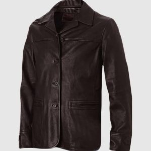 4 Button Brown Leather Coat