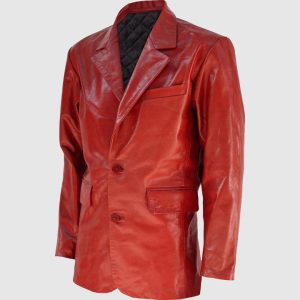 Classic Red Leather Blazer