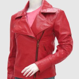 Red Leather Moto Jacket
