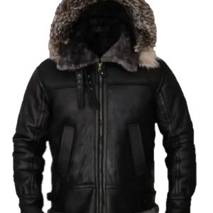 Robert All Black Shearling B3 Parka Jacket