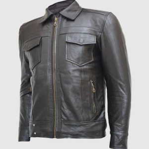 Brown Leather Biker Jacket