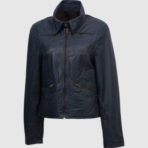 Dark Blue Leather Jacket