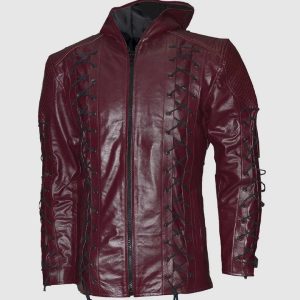 Maroon Leather Hoodie
