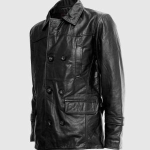 Black Leather Reefer Coat
