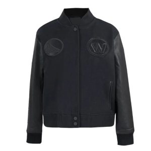 Golden State Warriors Triple Black Varsity Wool-Leather Jacket