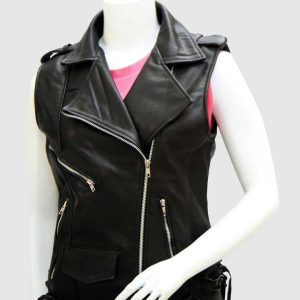 Black Leather Motorcycle Vest
