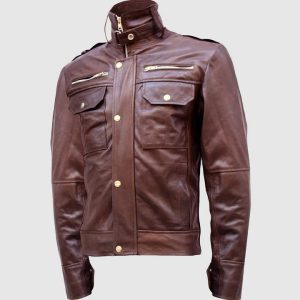 Brown High Collar Jacket