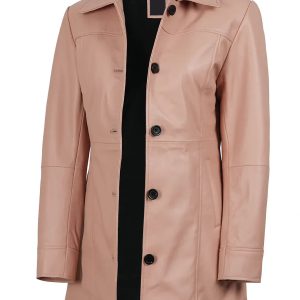 Kandis Women Pink Real Leather Car Coat