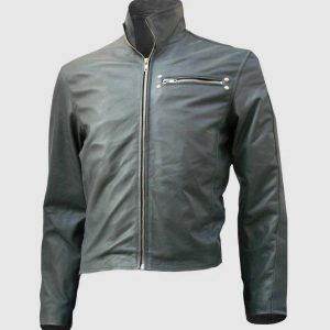 Grey Leather Biker Jacket