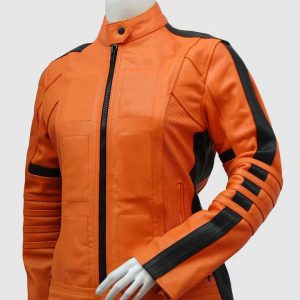 Orange Biker Leather Jacket