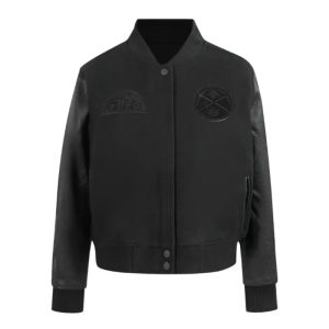 Denver Nuggets Triple Black Varsity Wool-Leather Jacket