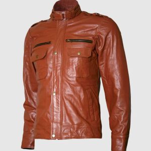 Tan Leather Moto Jacket