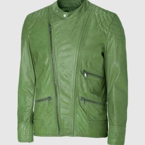 Green Leather Moto Jacket