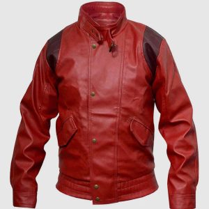 Red Leather Bomber Jacket
