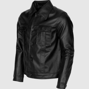 Button Closure Leather Jacket