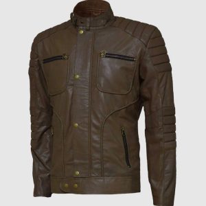 Brown Quilted Leather Jacket