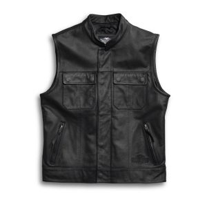 Men’s Foster Black Leather Vest