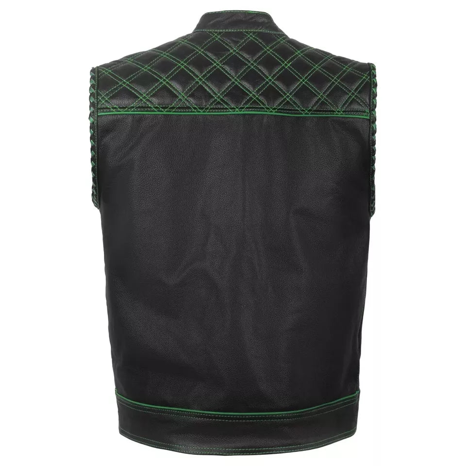 Men’s Real Leather Biker Vest – Durable, Sleek, and Road-Ready Design - Image 2