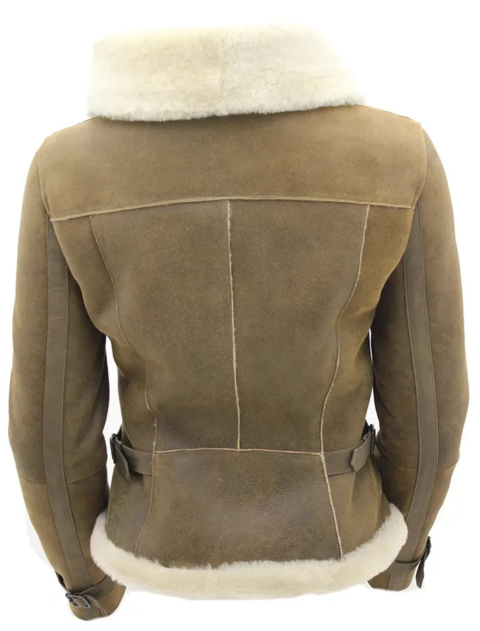 Dana Soft Shearling Sheepskin Leather Brown Jacket - Image 2