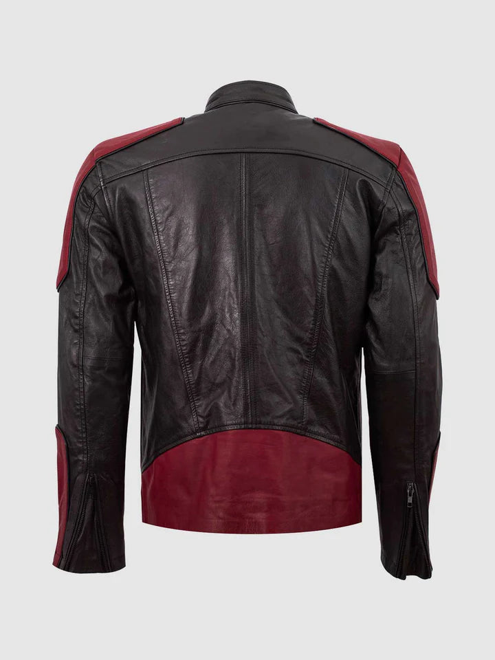 Black & Red Cafe Racer Jacket - Image 2