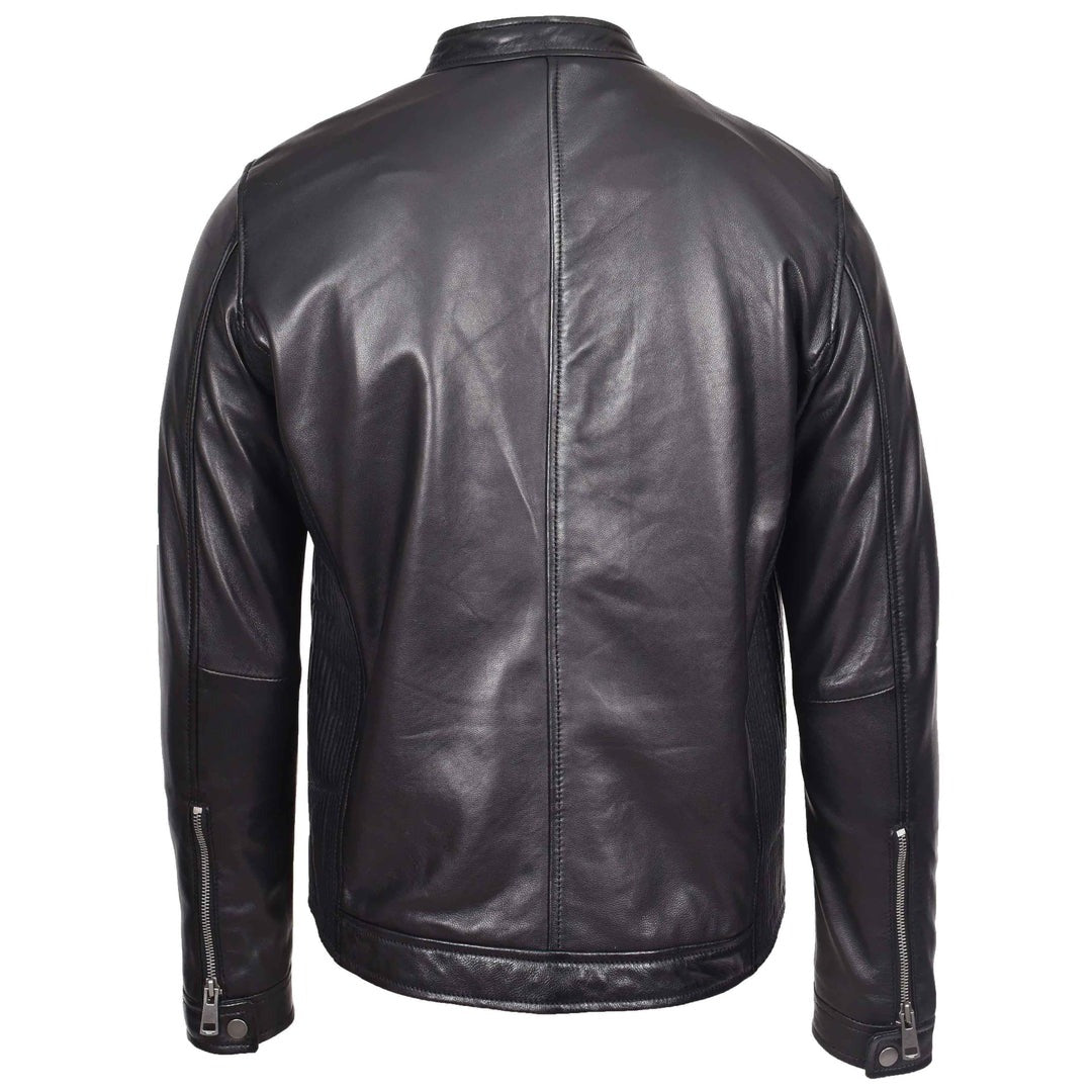 Mens Real Leather Casual Biker Style Jacket Rowan Black - Image 2