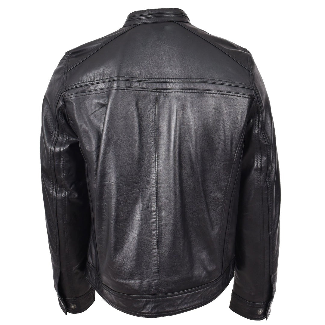 Mens Leather Cafe Racer Biker Jacket Charlie Black - Image 2