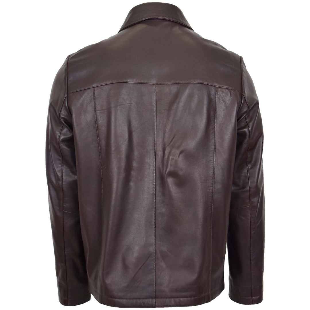 Mens Leather Zip Box Harrington Jacket James Brown - Image 2